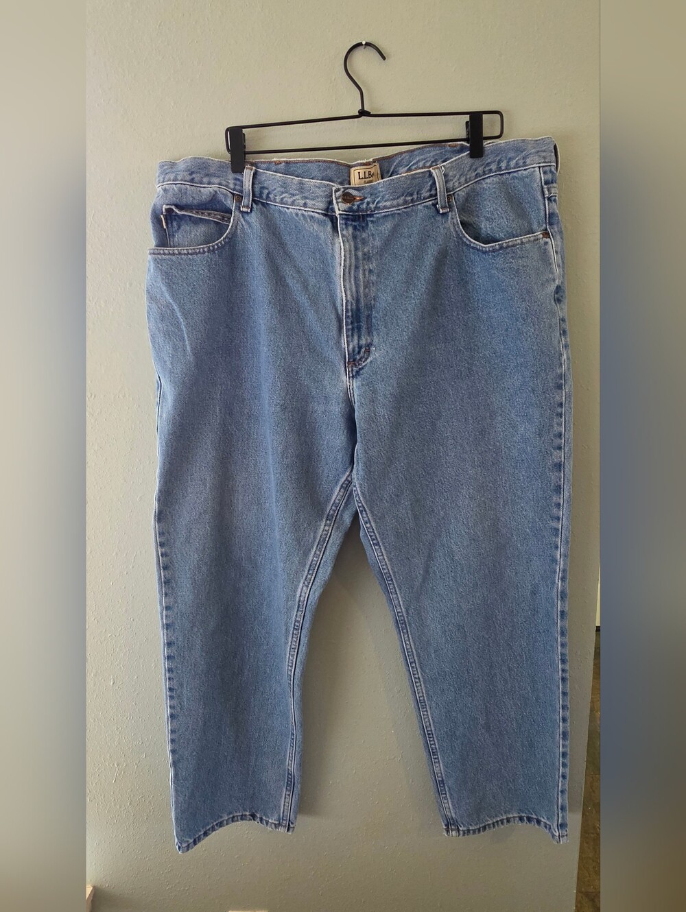 Vintage L.L. Bean Classic 100% Cotton Light Wash Straight Leg Jeans Mens 44x29